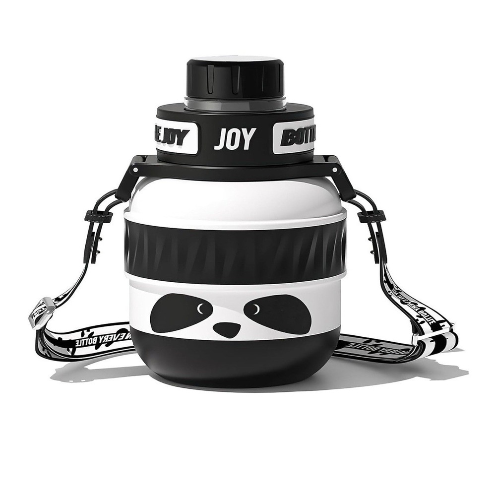 BOTTLE JOY Panda Stainless Steel Kids Water Bottle 16oz Double Insulated w/Strap